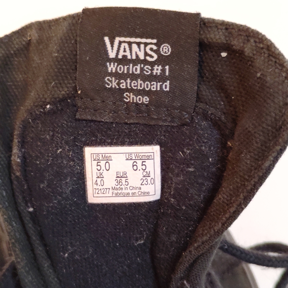 Vans Black High-Top Canvas Sneakers with Off The Wall Patch - Picture 8 of 8